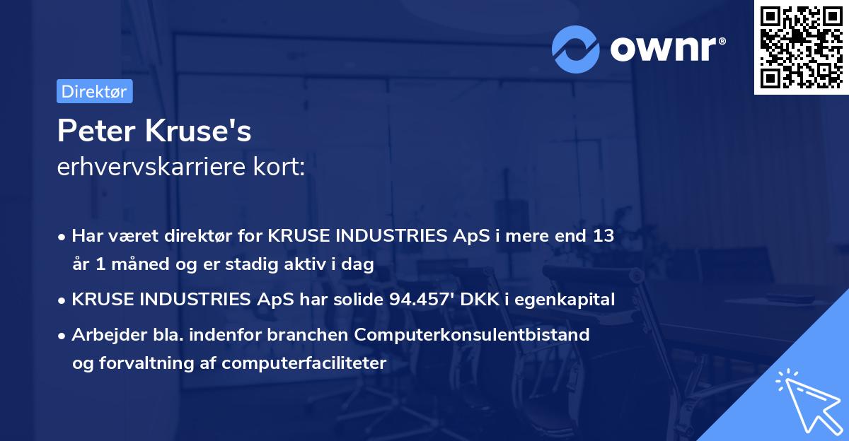 Peter Kruse's erhvervskarriere kort