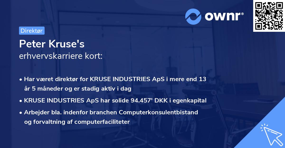 Peter Kruse's erhvervskarriere kort