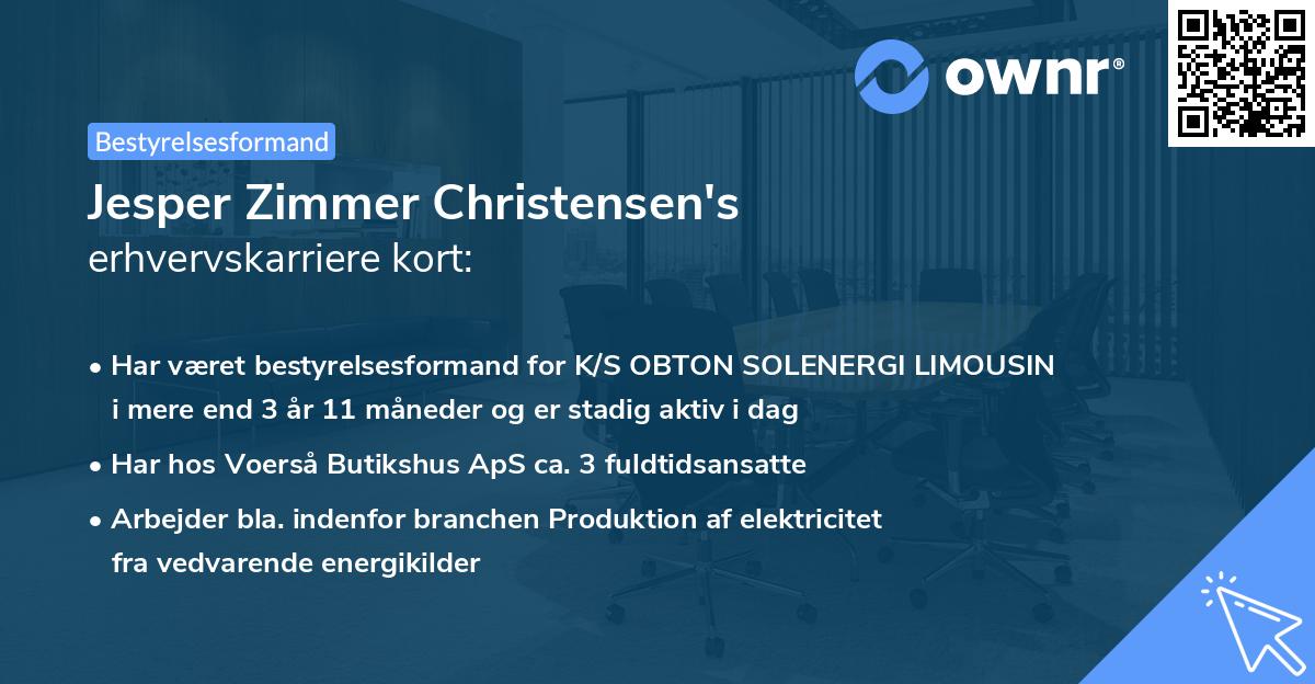 Jesper Zimmer Christensen's erhvervskarriere kort
