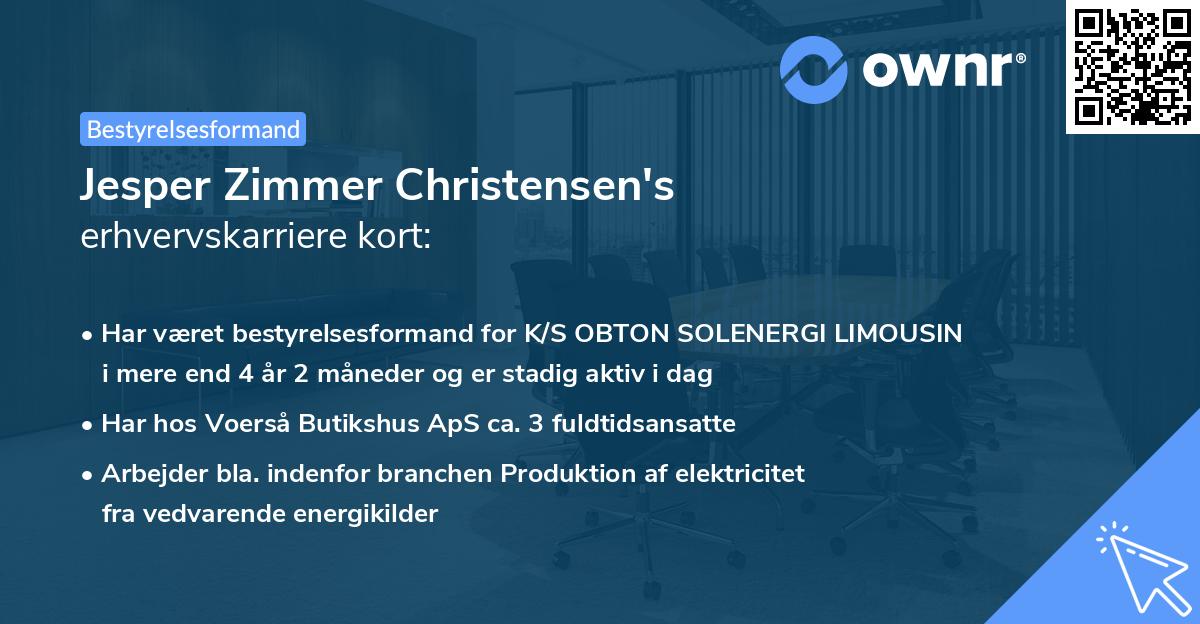 Jesper Zimmer Christensen's erhvervskarriere kort