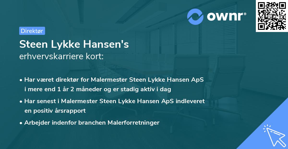 Steen Lykke Hansen's erhvervskarriere kort