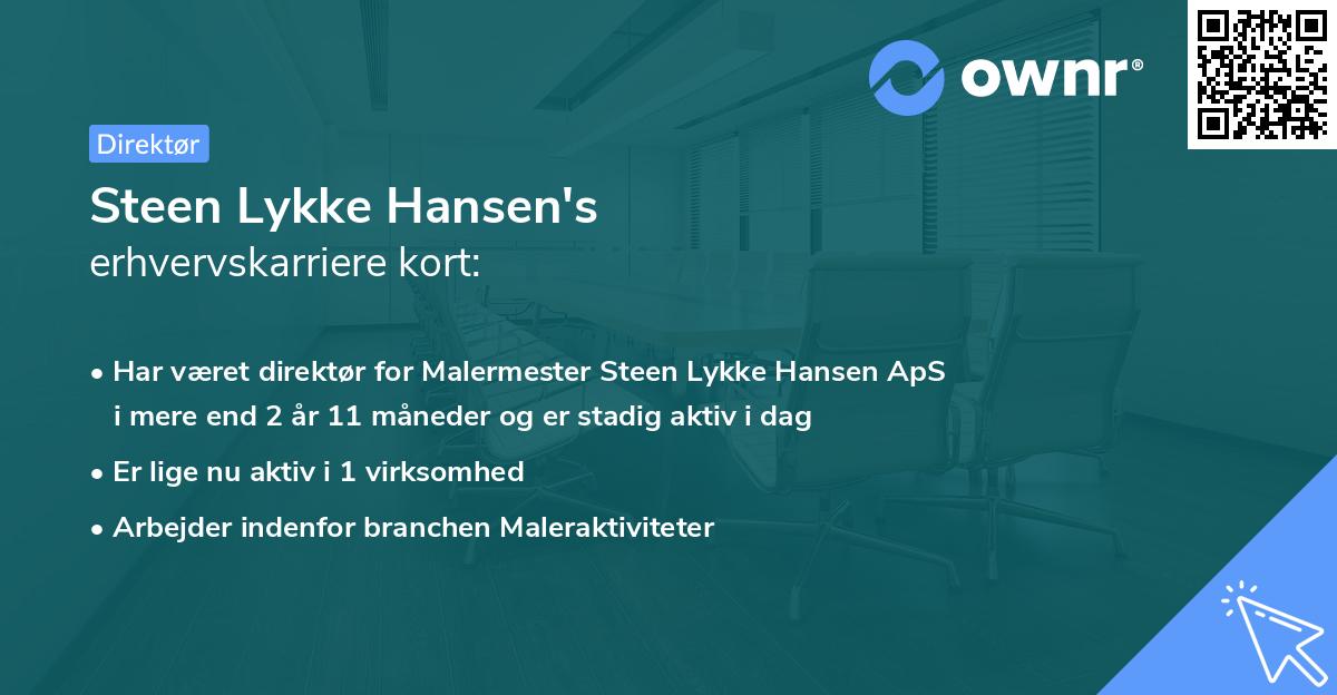 Steen Lykke Hansen's erhvervskarriere kort