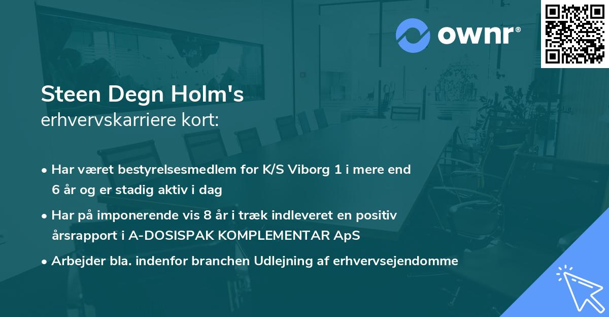 Steen Degn Holm's erhvervskarriere kort