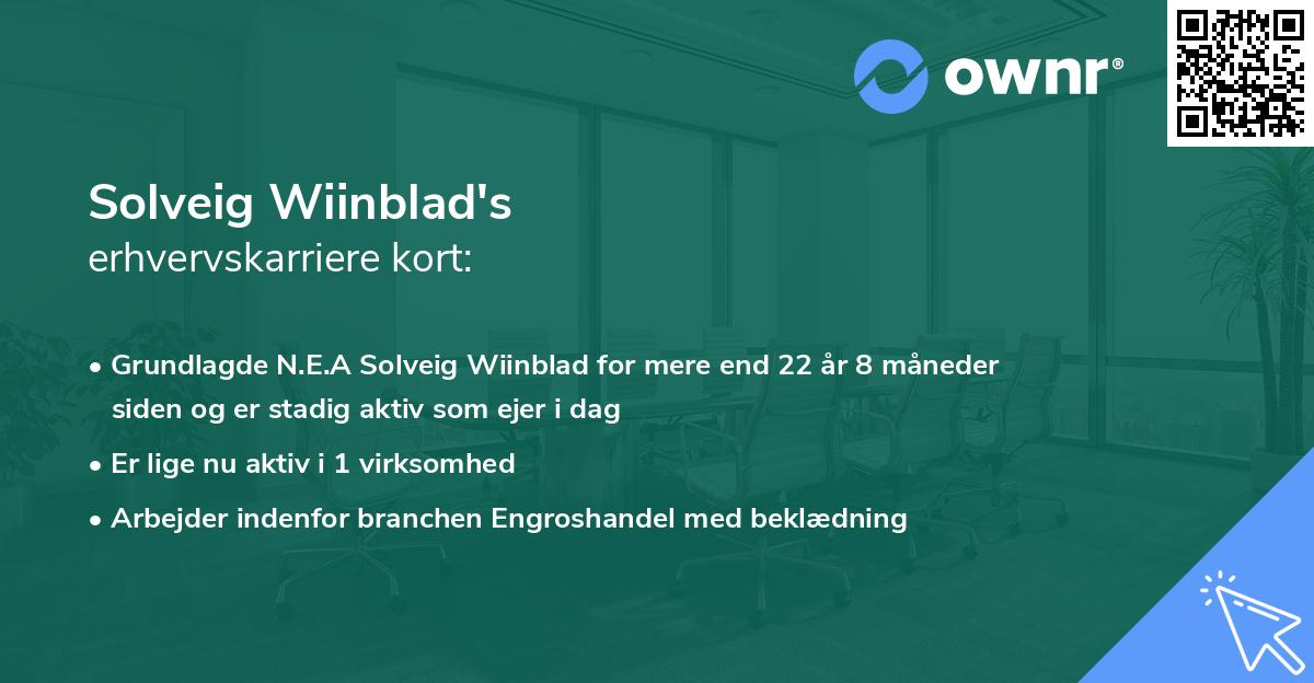 Solveig Wiinblad's erhvervskarriere kort