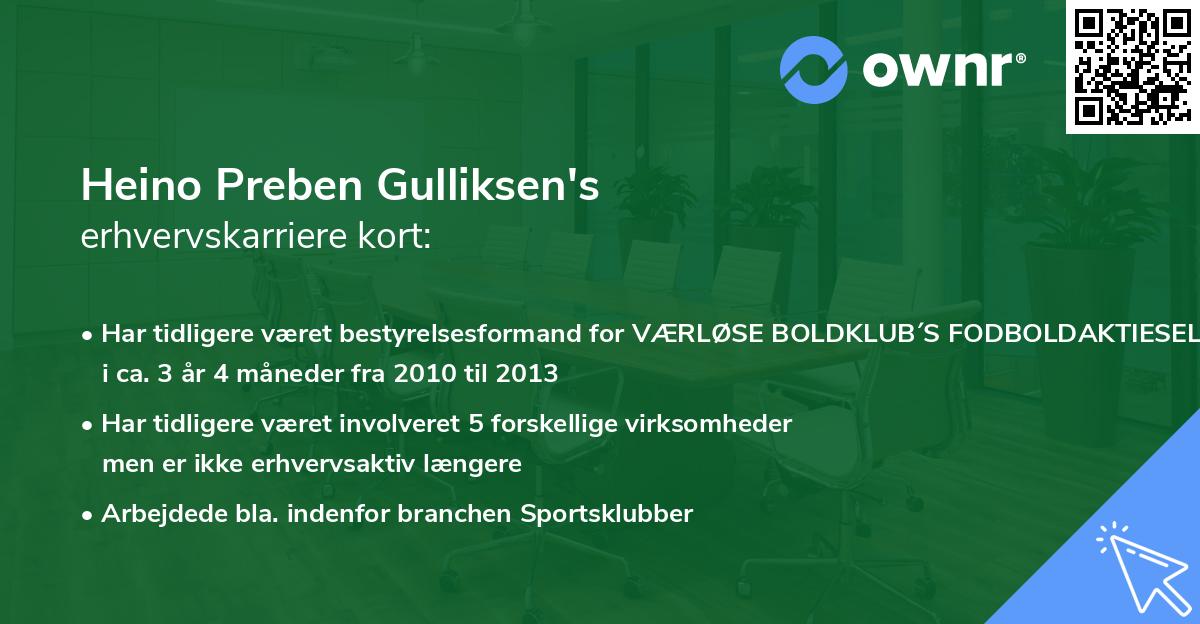 Heino Preben Gulliksen's erhvervskarriere kort