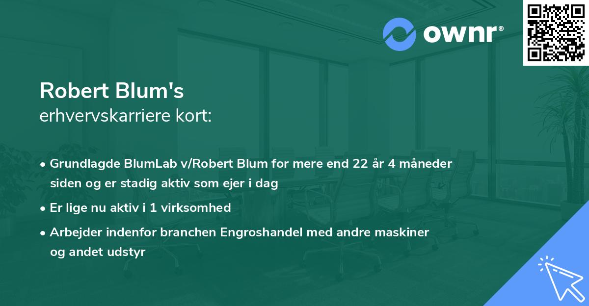 Robert Blum's erhvervskarriere kort