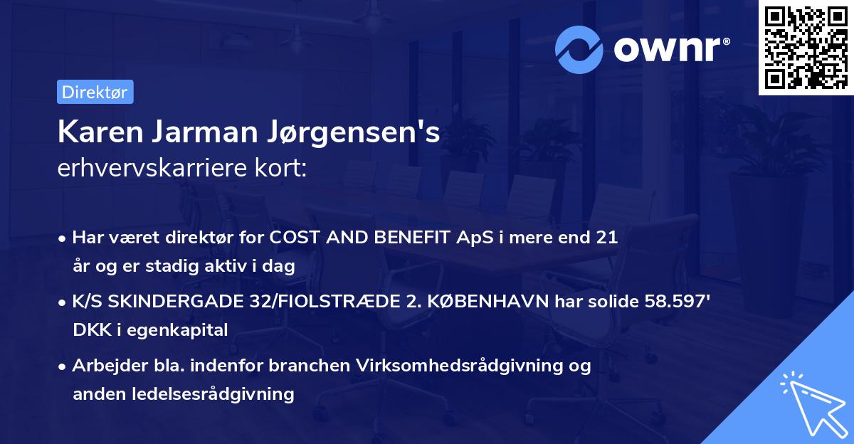 Karen Jarman Jørgensen's erhvervskarriere kort