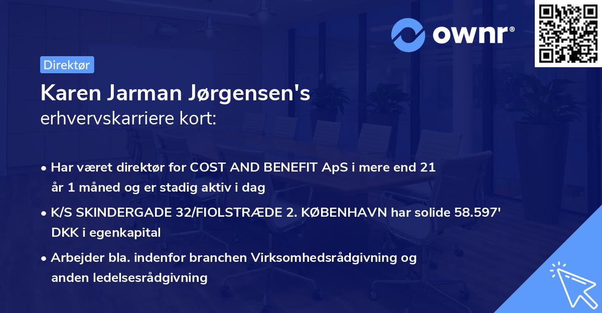 Karen Jarman Jørgensen's erhvervskarriere kort