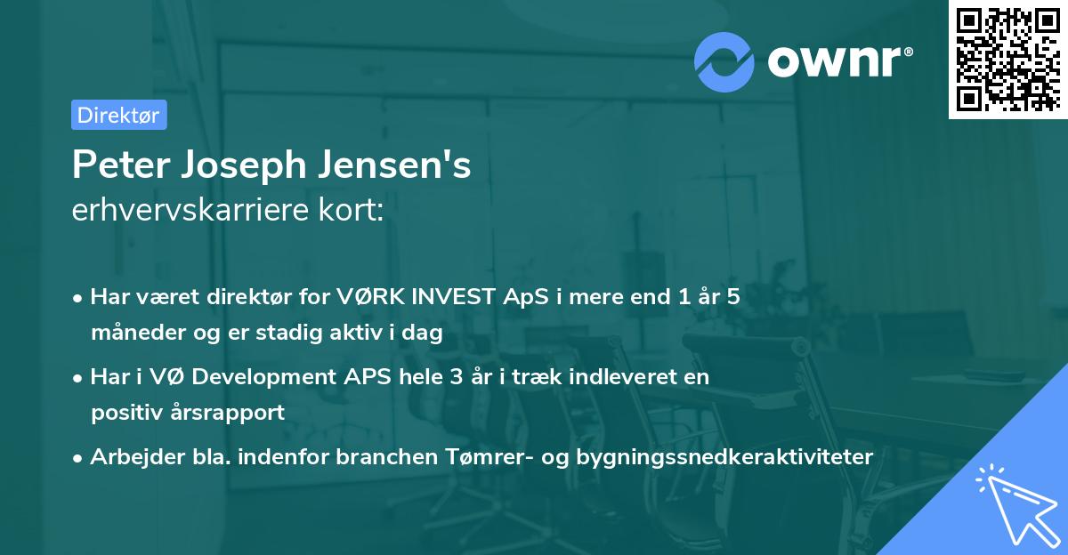 Peter Joseph Jensen's erhvervskarriere kort