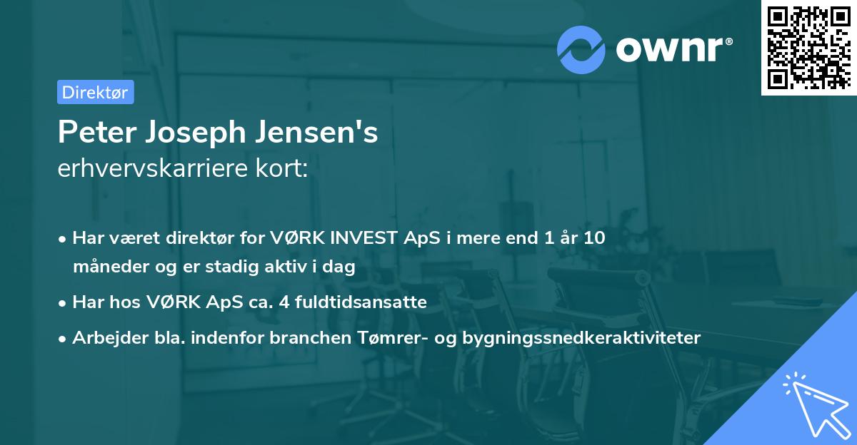 Peter Joseph Jensen's erhvervskarriere kort