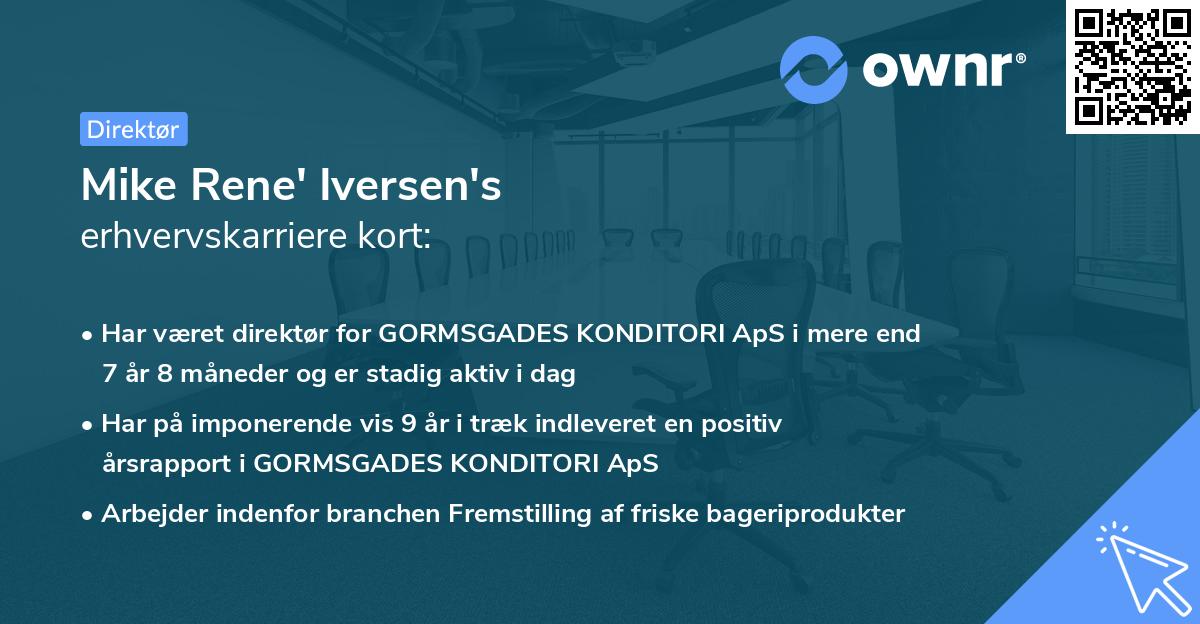 Mike Rene' Iversen's erhvervskarriere kort