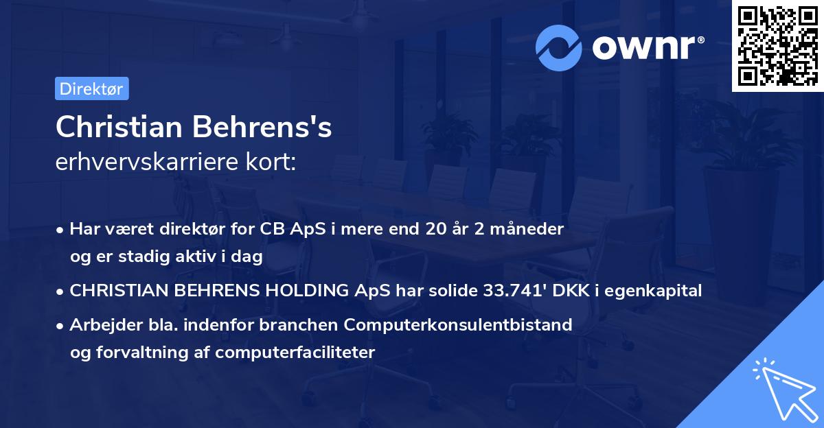 Christian Behrens's erhvervskarriere kort