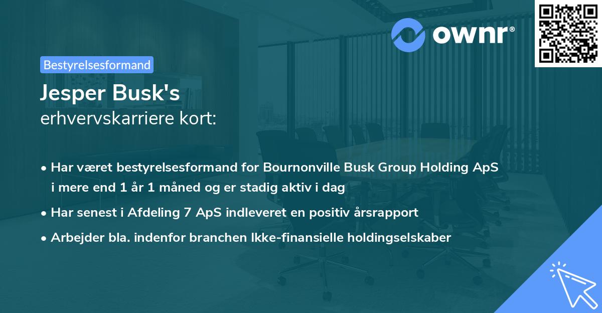 Jesper Busk's erhvervskarriere kort