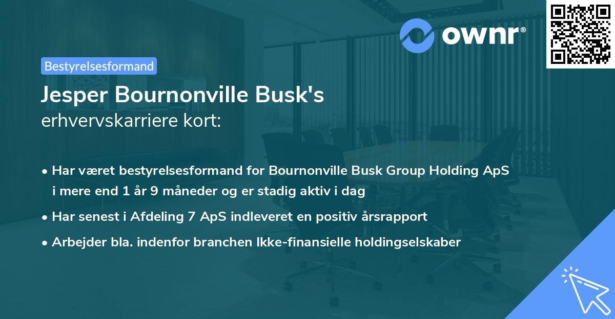 Jesper Bournonville Busk's erhvervskarriere kort