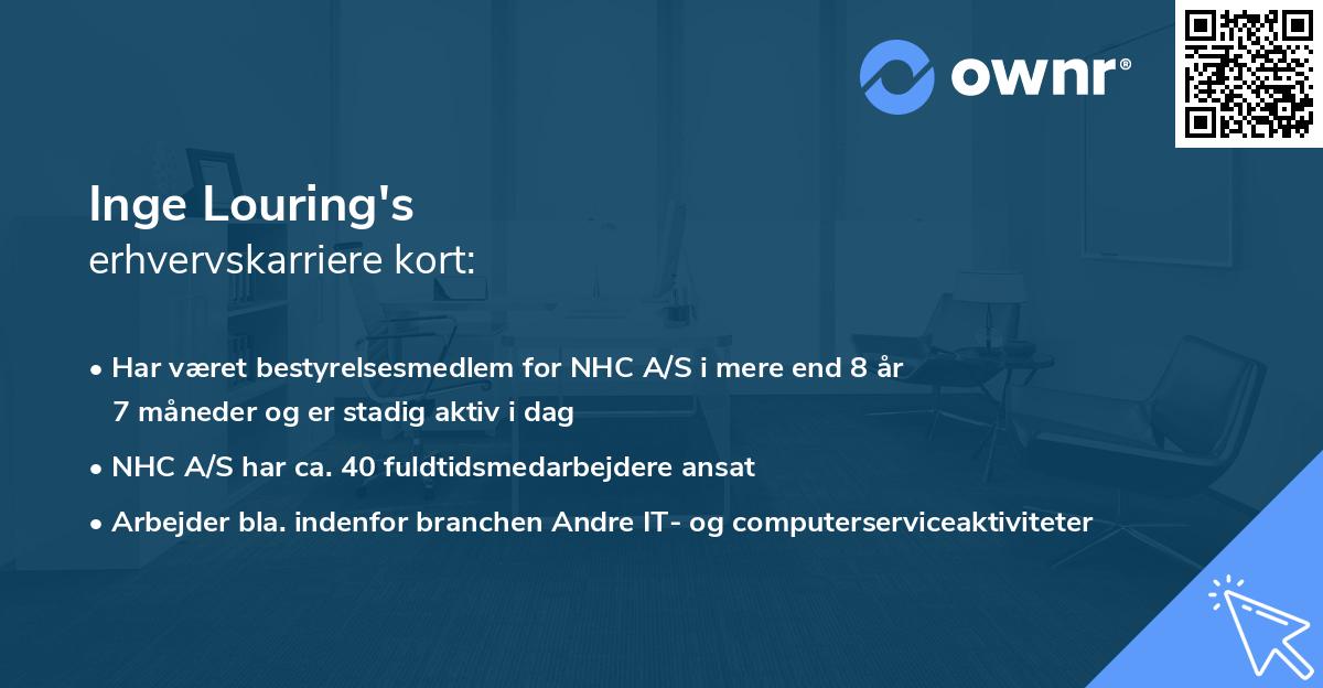 Inge Louring's erhvervskarriere kort