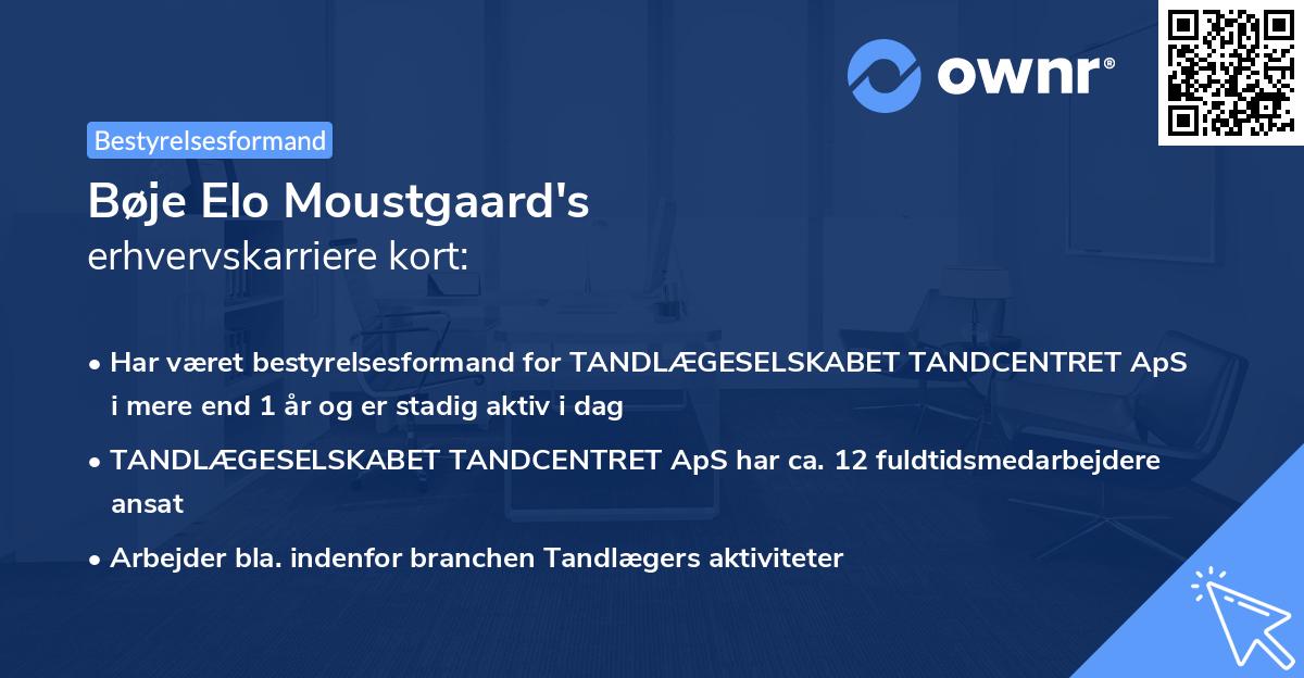 Bøje Elo Moustgaard's erhvervskarriere kort