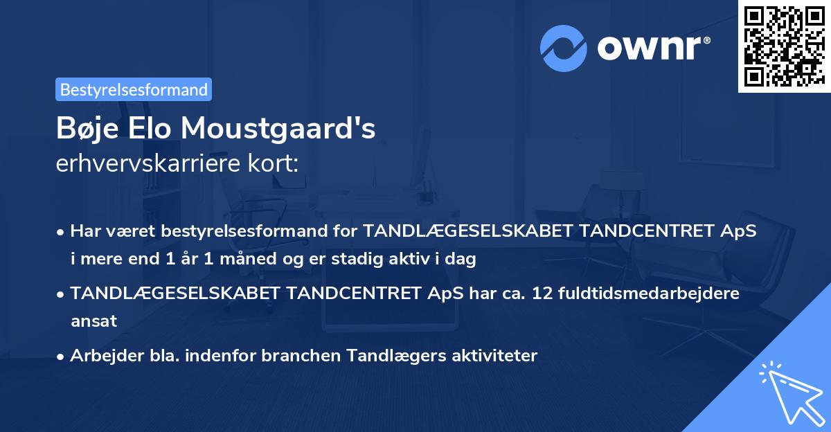 Bøje Elo Moustgaard's erhvervskarriere kort