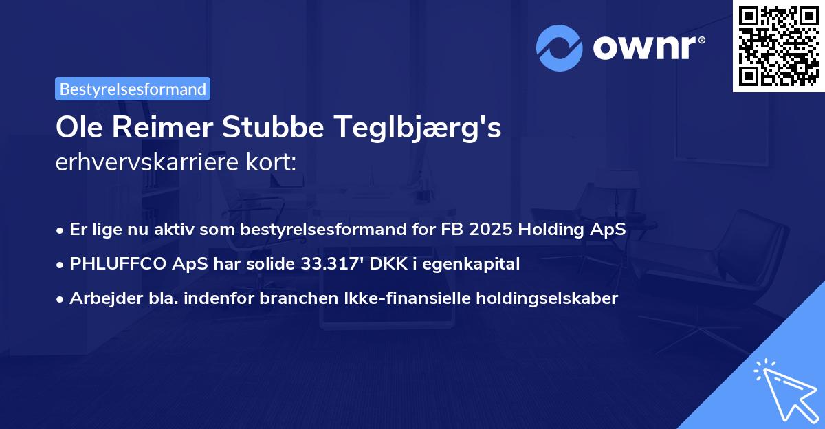 Ole Reimer Stubbe Teglbjærg's erhvervskarriere kort