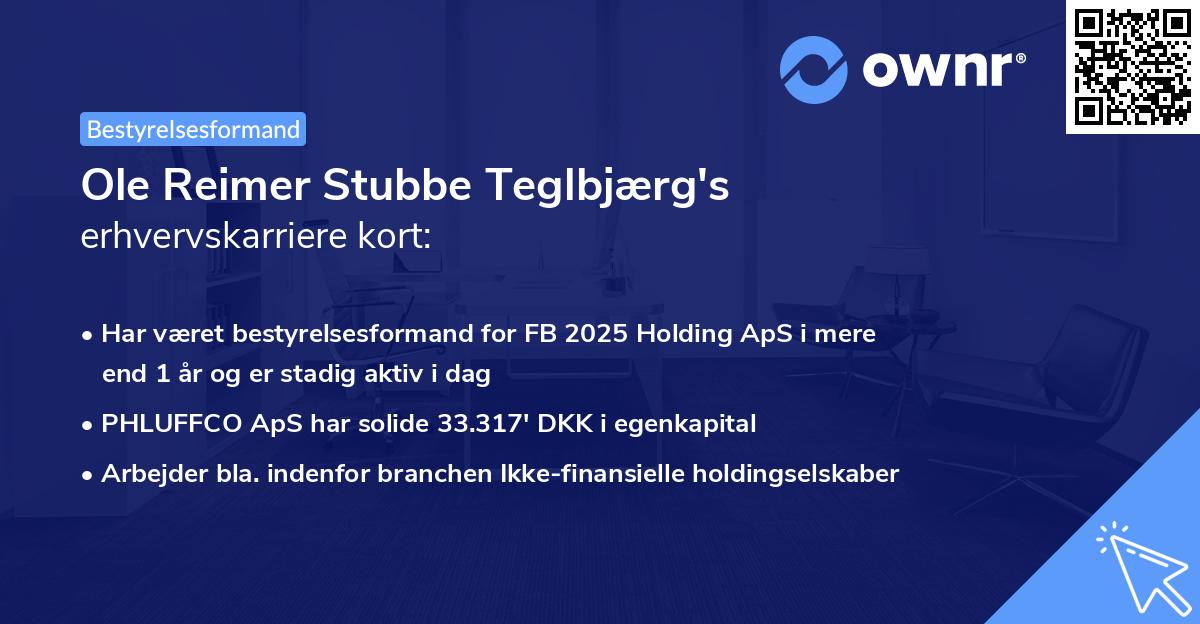Ole Reimer Stubbe Teglbjærg's erhvervskarriere kort