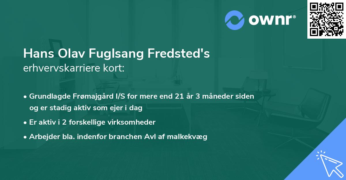 Hans Olav Fuglsang Fredsted's erhvervskarriere kort