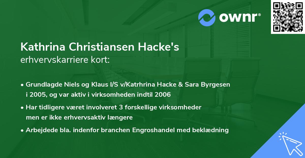 Kathrina Christiansen Hacke's erhvervskarriere kort
