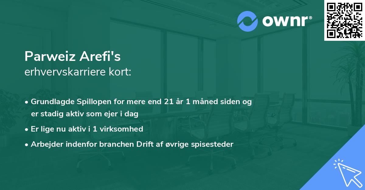 Parweiz Arefi's erhvervskarriere kort