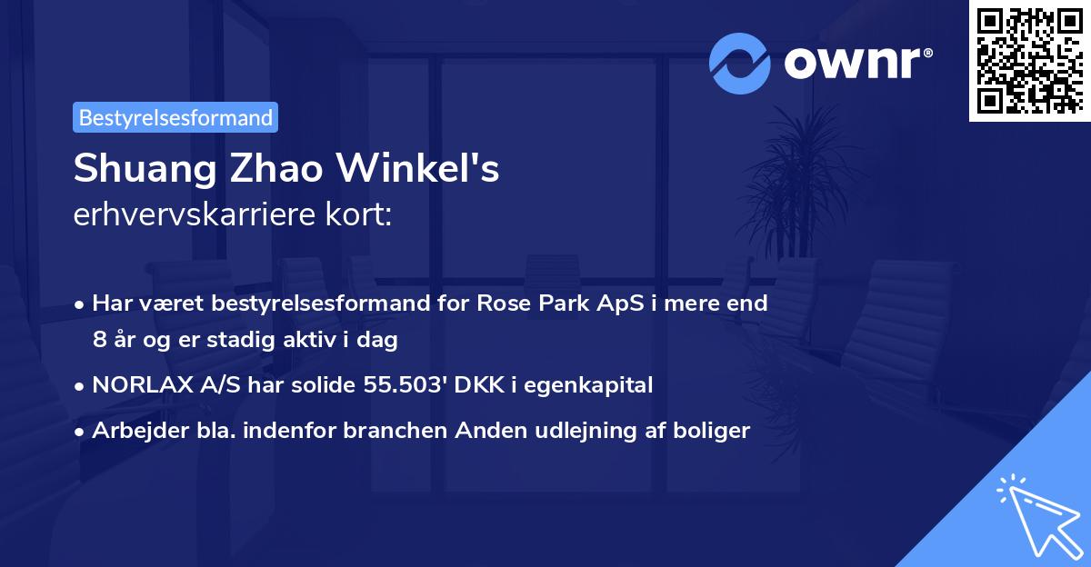 Shuang Zhao Winkel's erhvervskarriere kort