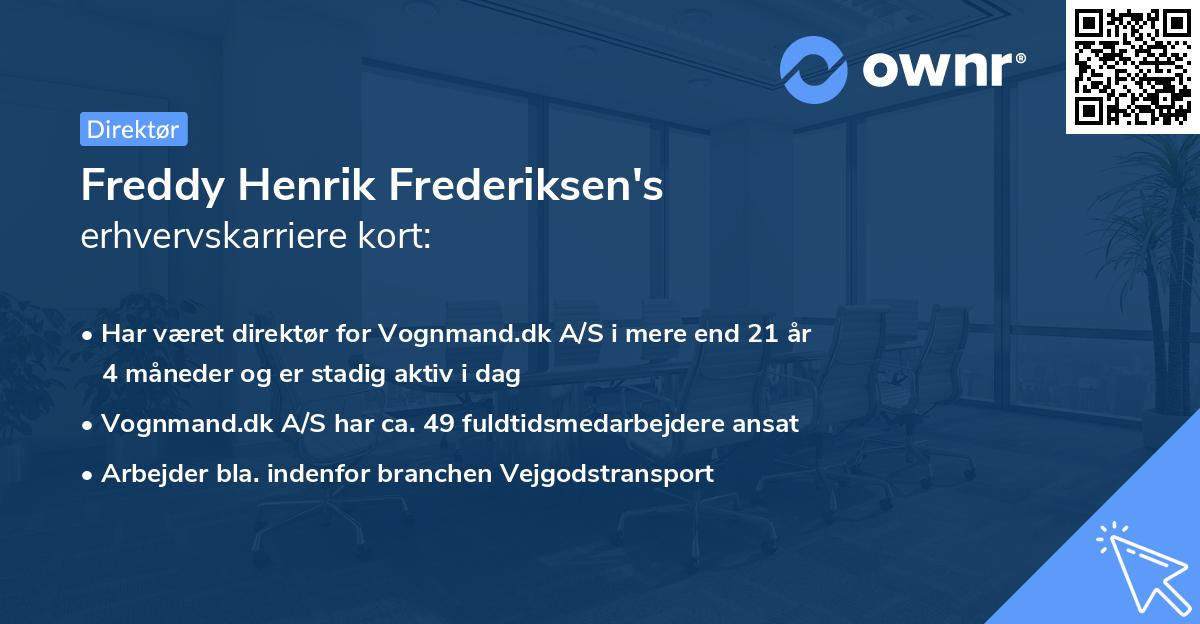 Freddy Henrik Frederiksen's erhvervskarriere kort