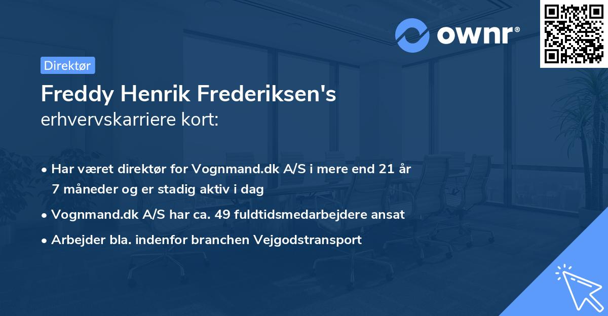 Freddy Henrik Frederiksen's erhvervskarriere kort