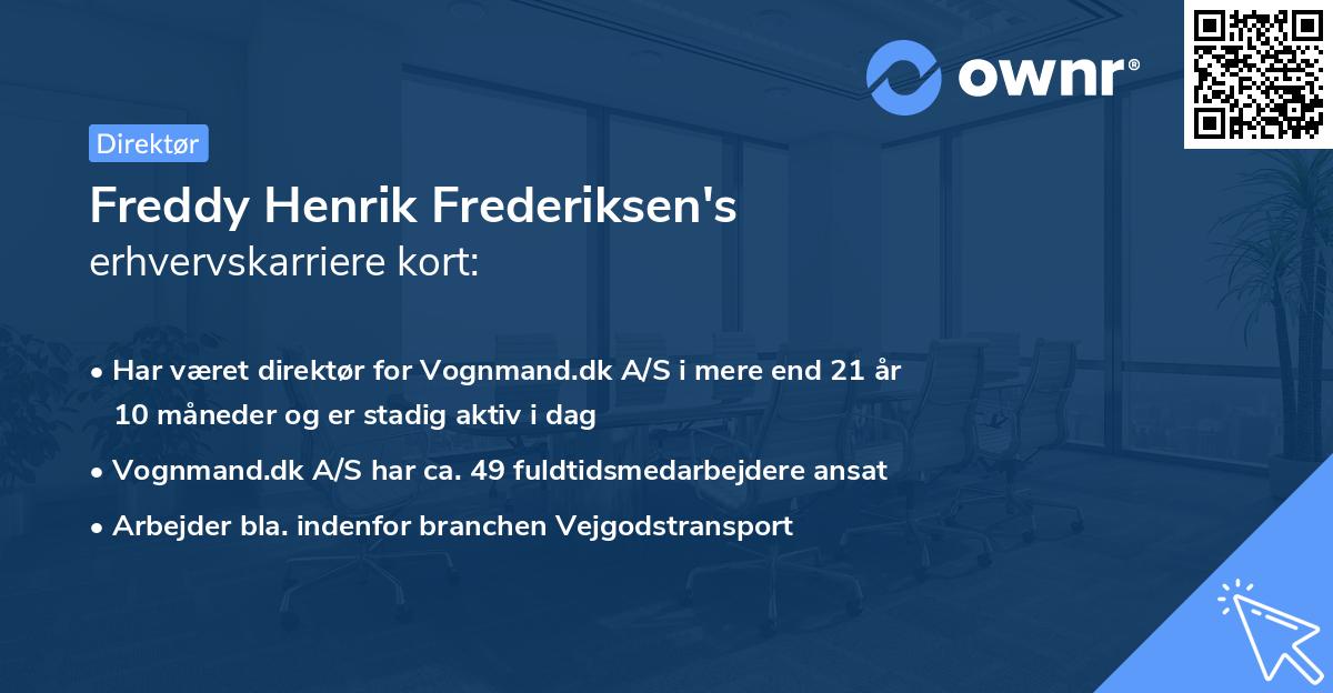Freddy Henrik Frederiksen's erhvervskarriere kort