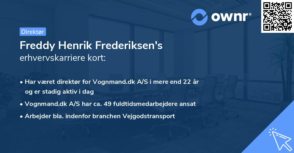 Freddy Henrik Frederiksen's erhvervskarriere kort