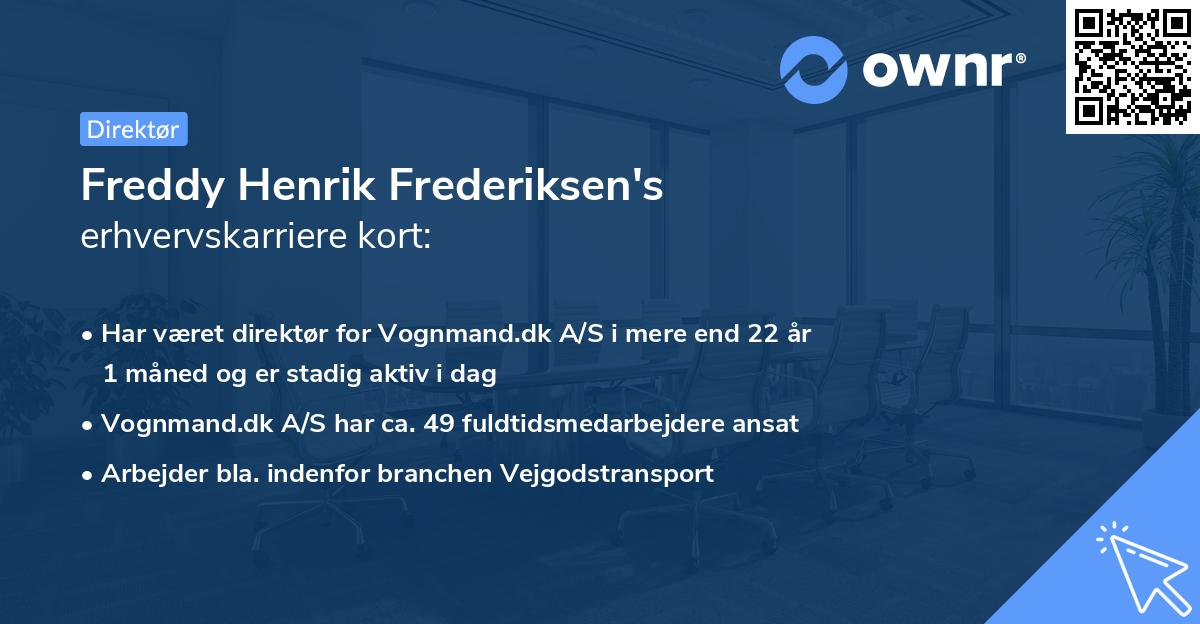 Freddy Henrik Frederiksen's erhvervskarriere kort