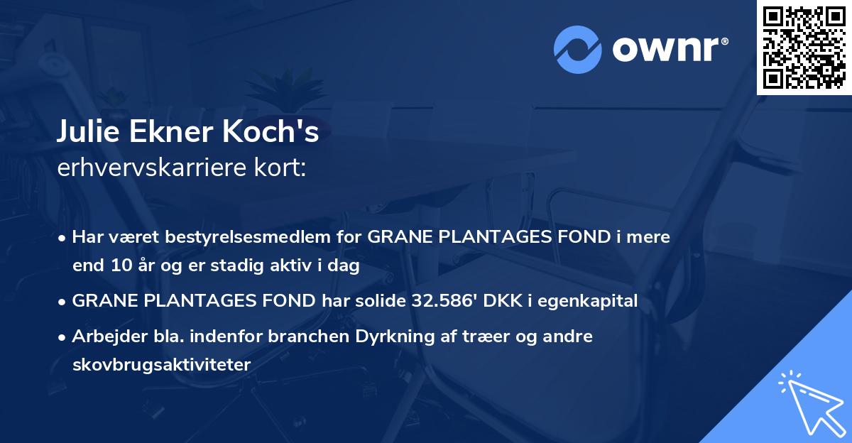 Julie Ekner Koch's erhvervskarriere kort
