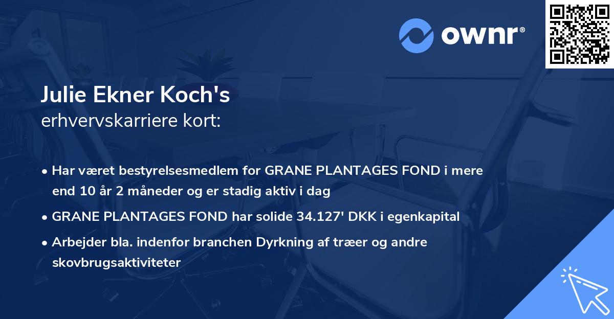 Julie Ekner Koch's erhvervskarriere kort