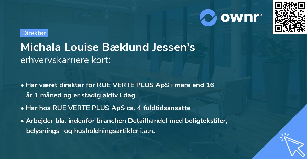 Michala Louise Bæklund Jessen's erhvervskarriere kort