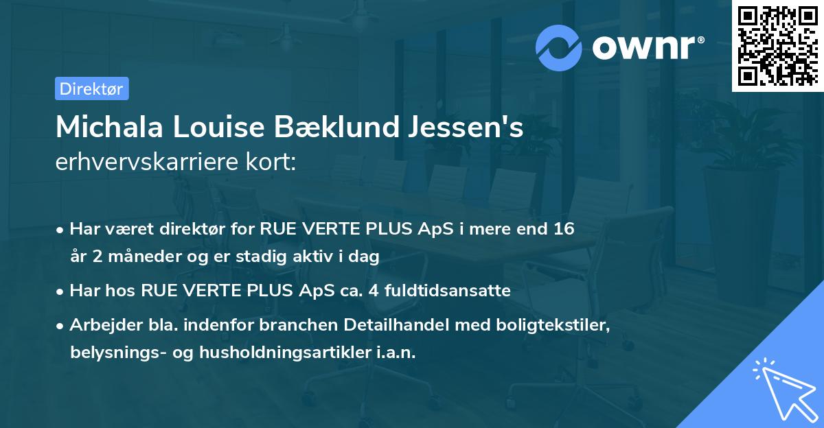 Michala Louise Bæklund Jessen's erhvervskarriere kort