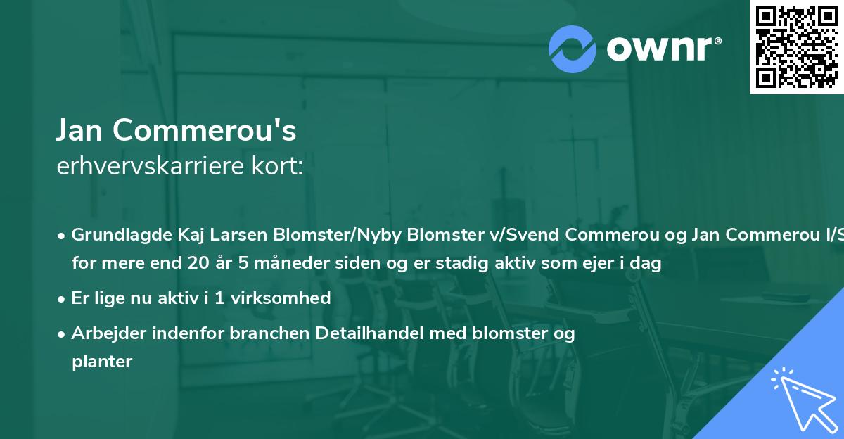 Jan Commerou's erhvervskarriere kort