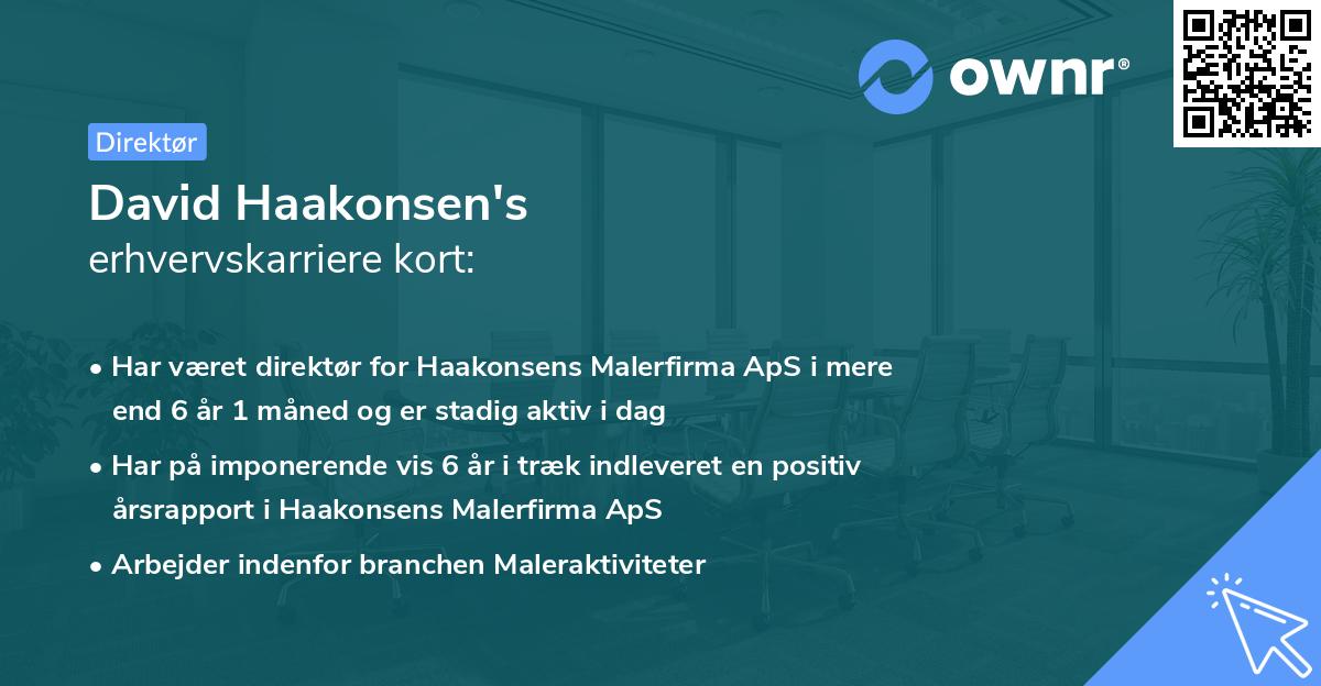 David Haakonsen's erhvervskarriere kort