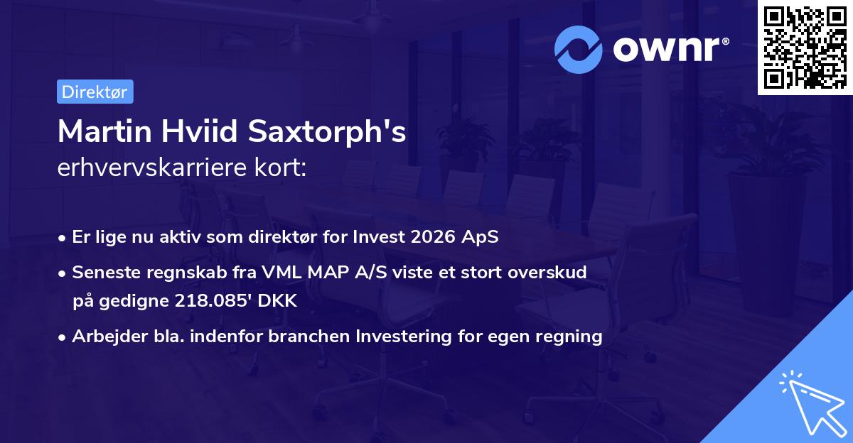 Martin Hviid Saxtorph's erhvervskarriere kort