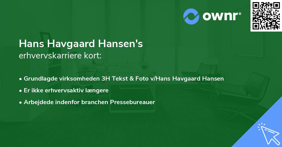 Hans Havgaard Hansen's erhvervskarriere kort