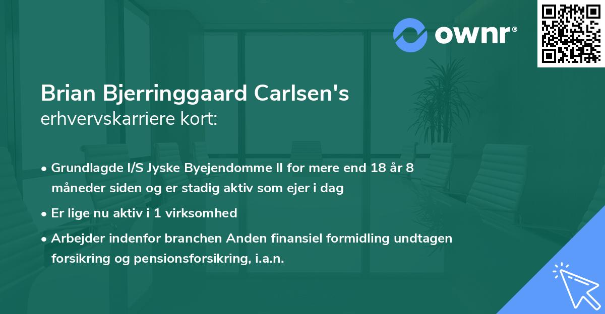 Brian Bjerringgaard Carlsen's erhvervskarriere kort