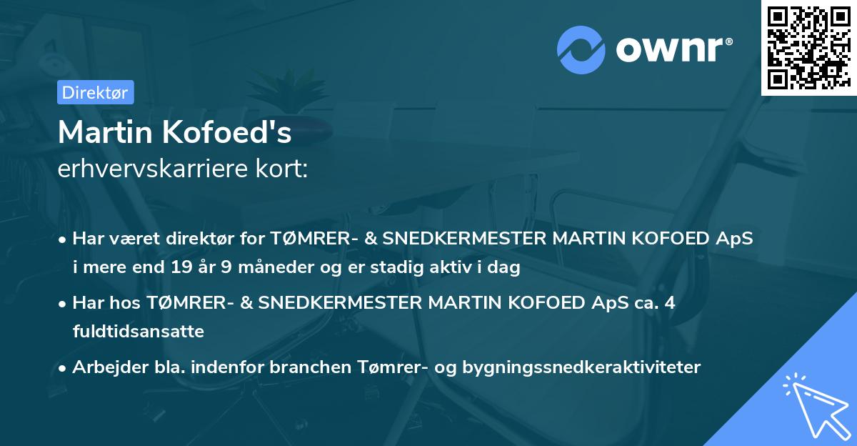 Martin Kofoed's erhvervskarriere kort