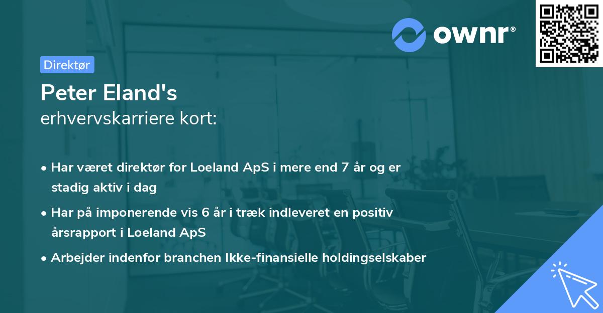 Peter Eland's erhvervskarriere kort