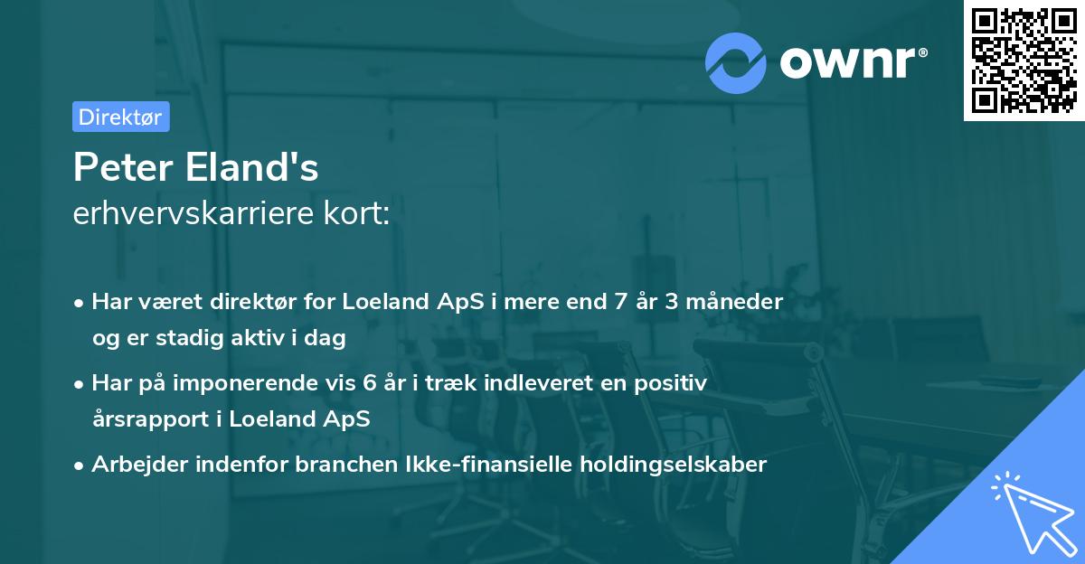 Peter Eland's erhvervskarriere kort