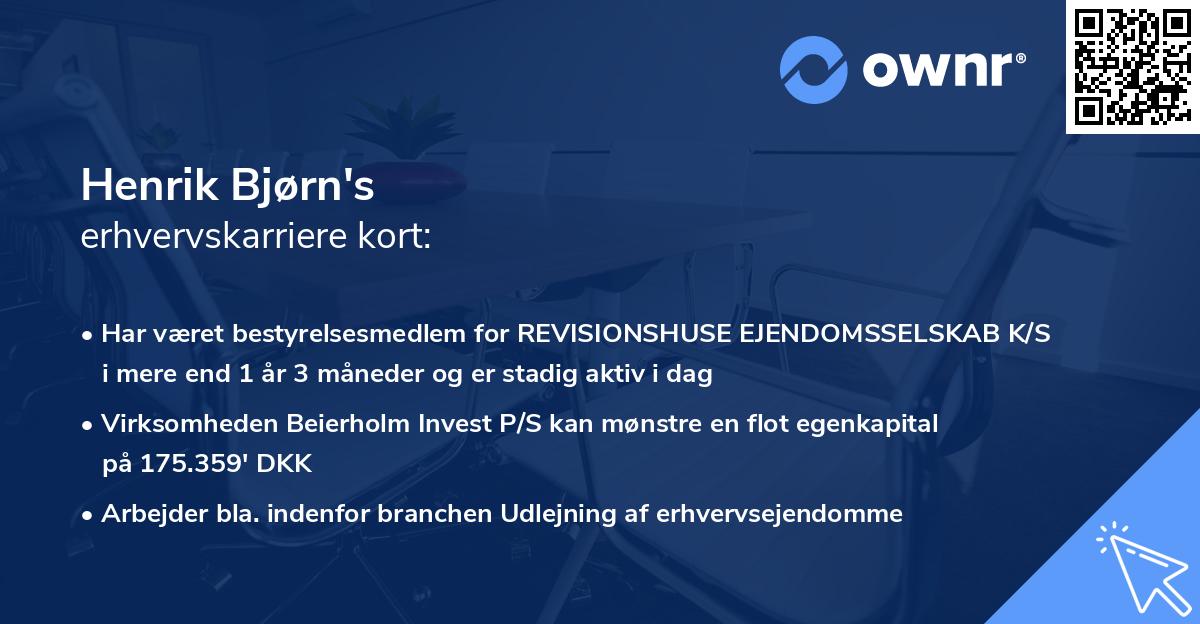 Henrik Bjørn's erhvervskarriere kort