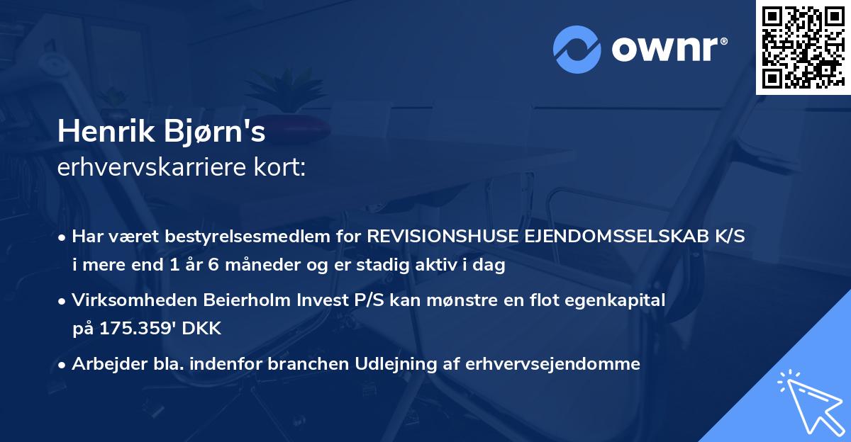 Henrik Bjørn's erhvervskarriere kort