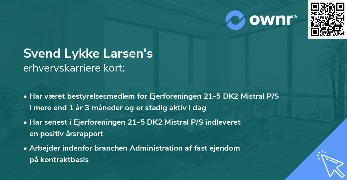 Svend Lykke Larsen's erhvervskarriere kort