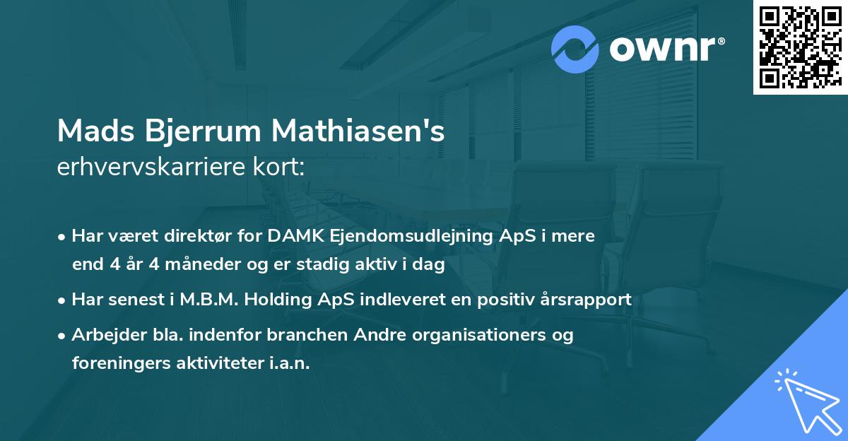 Mads Bjerrum Mathiasen's erhvervskarriere kort