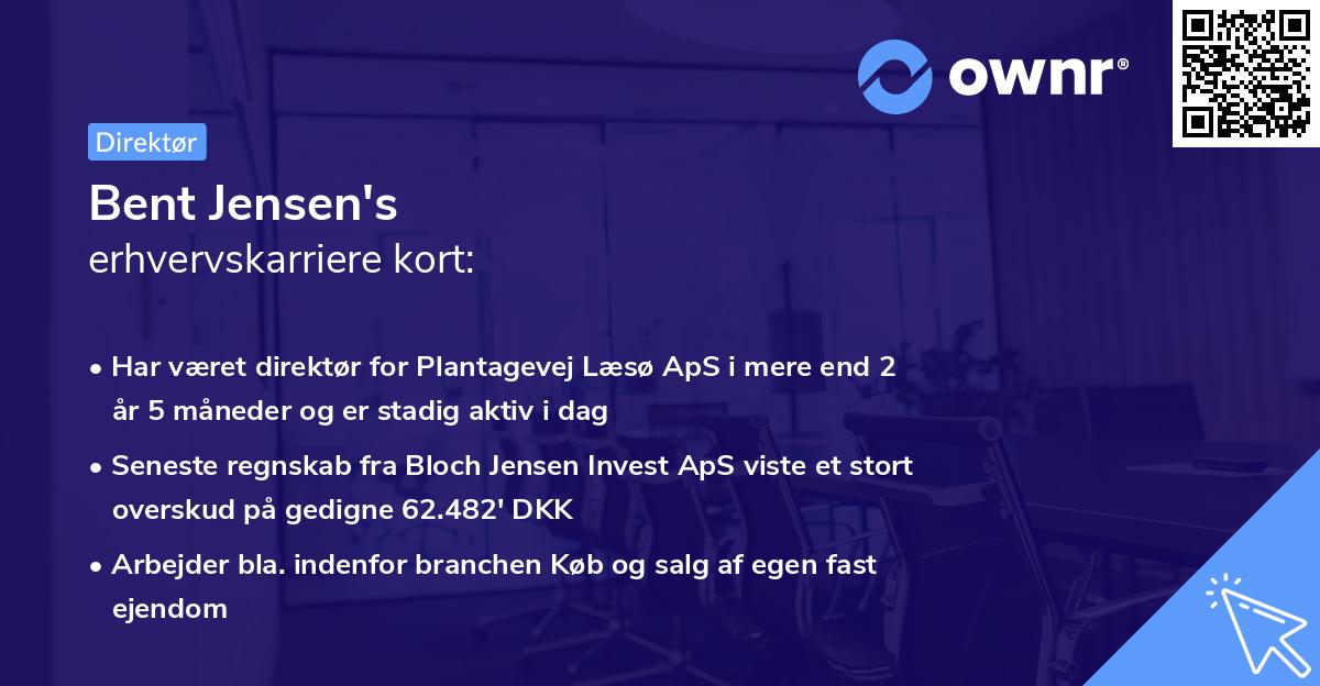 Bent Jensen's erhvervskarriere kort