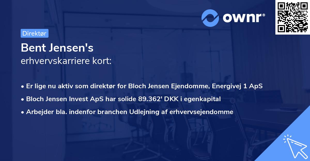 Bent Jensen's erhvervskarriere kort